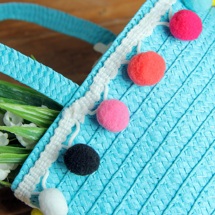 Набор сумочка и шляпка с шариками р-р 50-52 см, цвет голубой