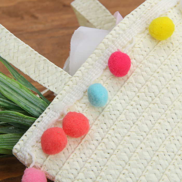 Набор сумочка и шляпка с шариками р-р 50-52 см, цвет белый