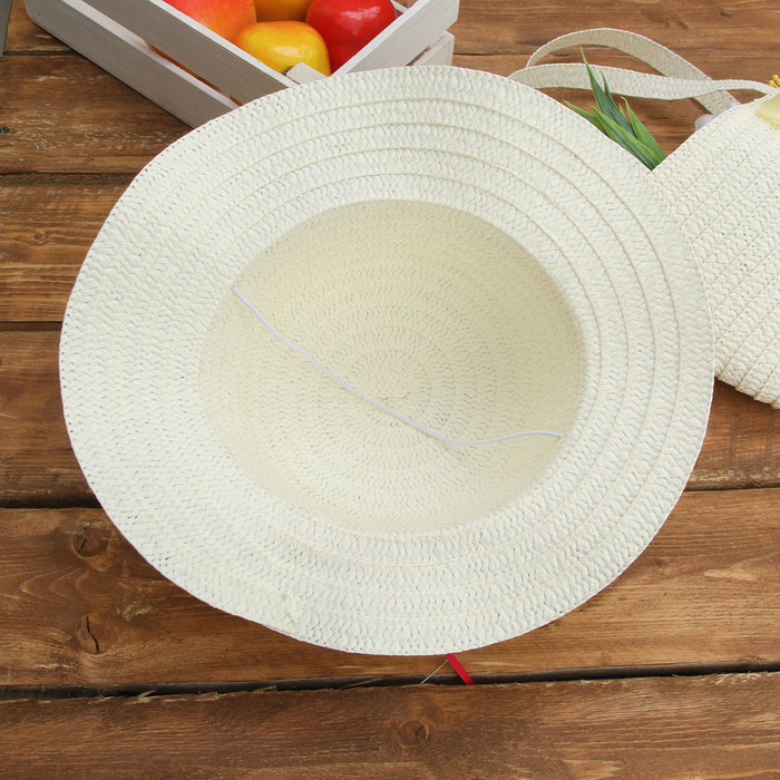 Набор сумочка и шляпка с бантиком р-р 50-52 см, цвет бежевый