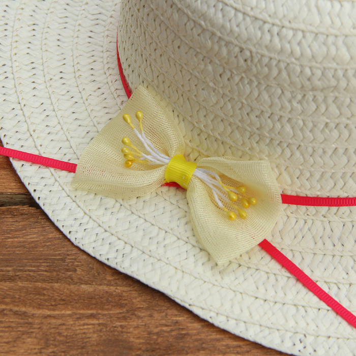 Набор сумочка и шляпка с бантиком р-р 50-52 см, цвет бежевый