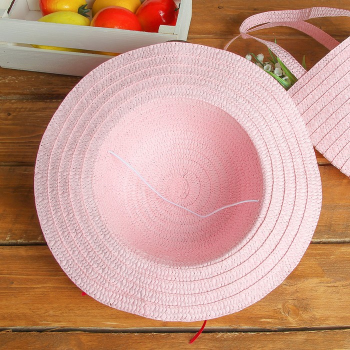 Набор сумочка и шляпка с цветком р-р 50-52 см, цвет светло-розовый