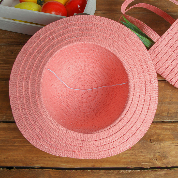 Набор сумочка и шляпка с цветком р-р 50-52 см, цвет светло розовый