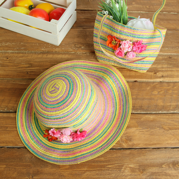 Набор сумочка и шляпка "Цветочки" р-р 50-52 см