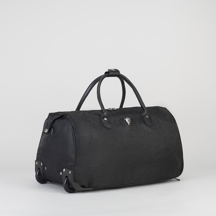 Сумка дорожная на колёсах «Одноцвет», отдел на молнии, цвет чёрный