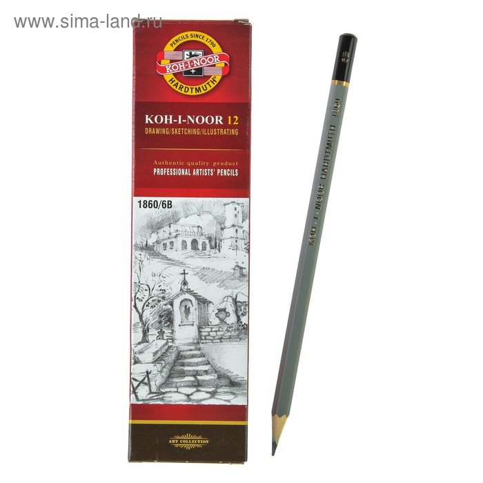 

Карандаш чернографитный Koh-I-Noor 1860 6B Gold Star, профессиональный
