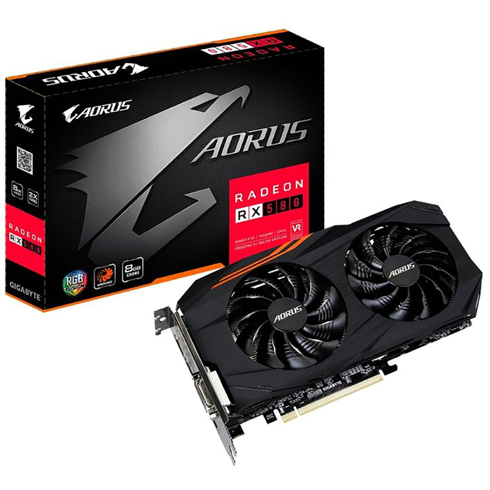 Видеокарта Gigabyte AMD Radeon RX 580 (GV-RX580AORUS-8GD) 4G,256bit,GDDR5,1365/8000