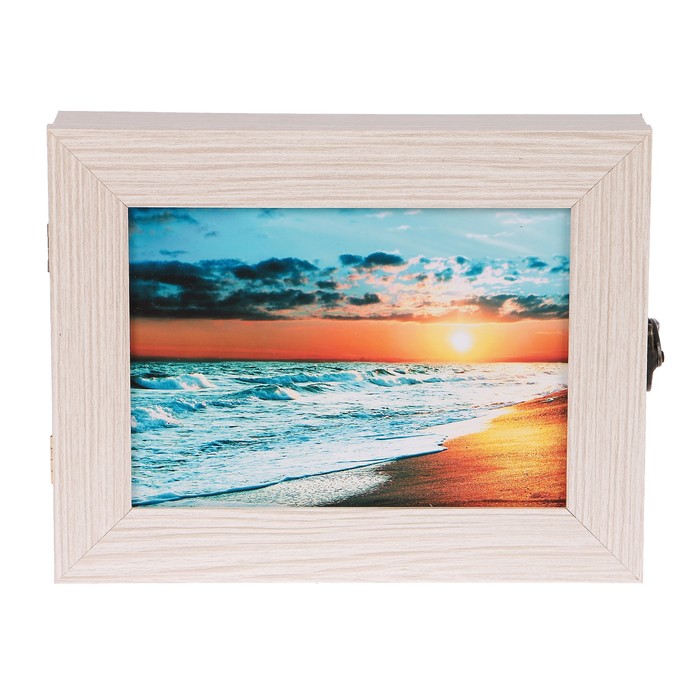 Ключница  "Прибой на закате" молочный дуб 18х23х5 см