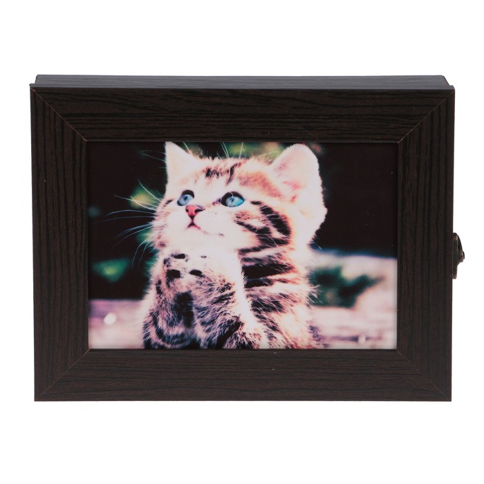 Ключница  "Полосатый котенок" венге 18х23х5 см