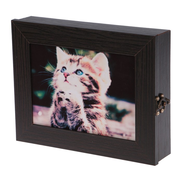 Ключница "Полосатый котенок" венге 18х23х5 см