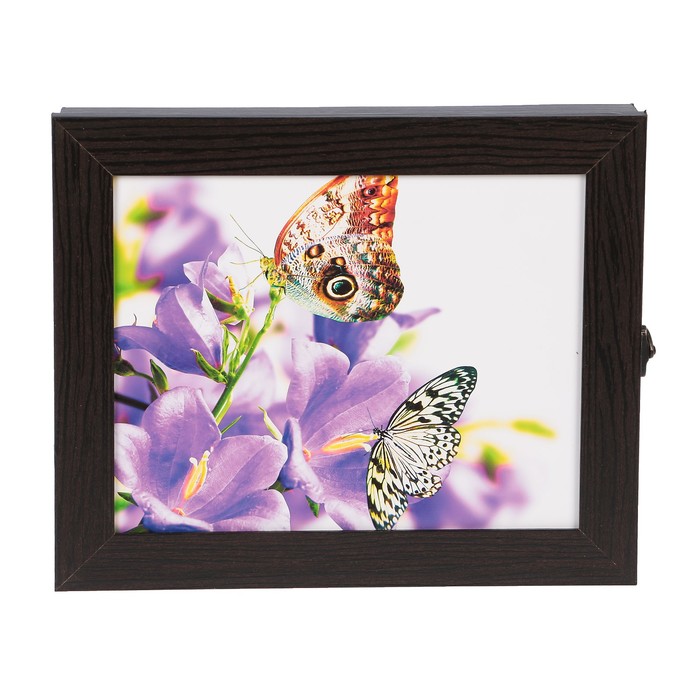 Ключница "Бабочки на цветах" венге 25х30х5 см