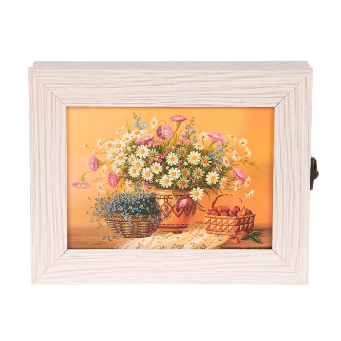 Ключница  "Букет ромашек" молочный дуб 18х23х5 см