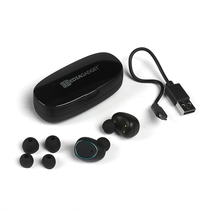 Гарнитура беспроводная MEDIAGADGET AERO TWINS AT400C, bluetooth, голубая