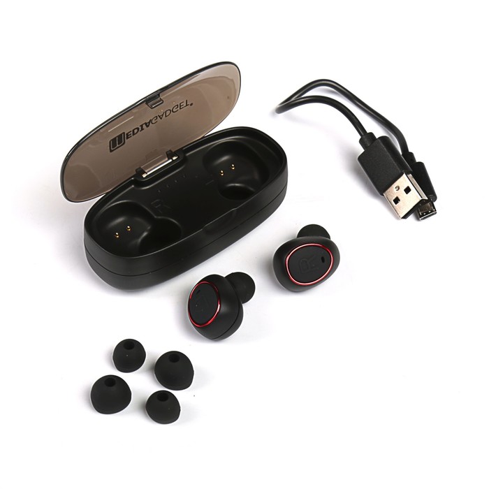 Гарнитура беспроводная MEDIAGADGET AERO TWINS AT400C, bluetooth,красная