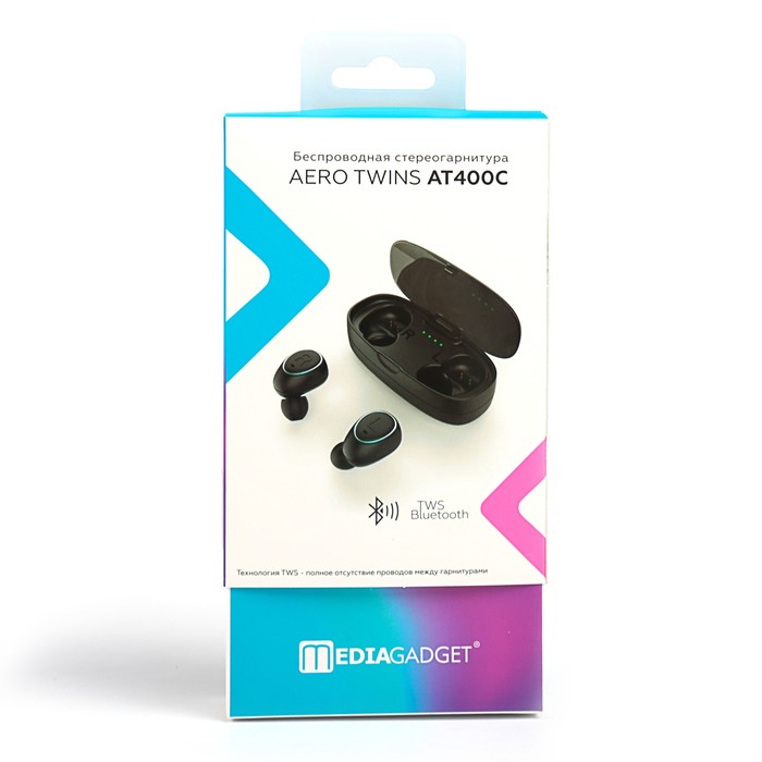 Гарнитура беспроводная MEDIAGADGET AERO TWINS AT400C, bluetooth,красная