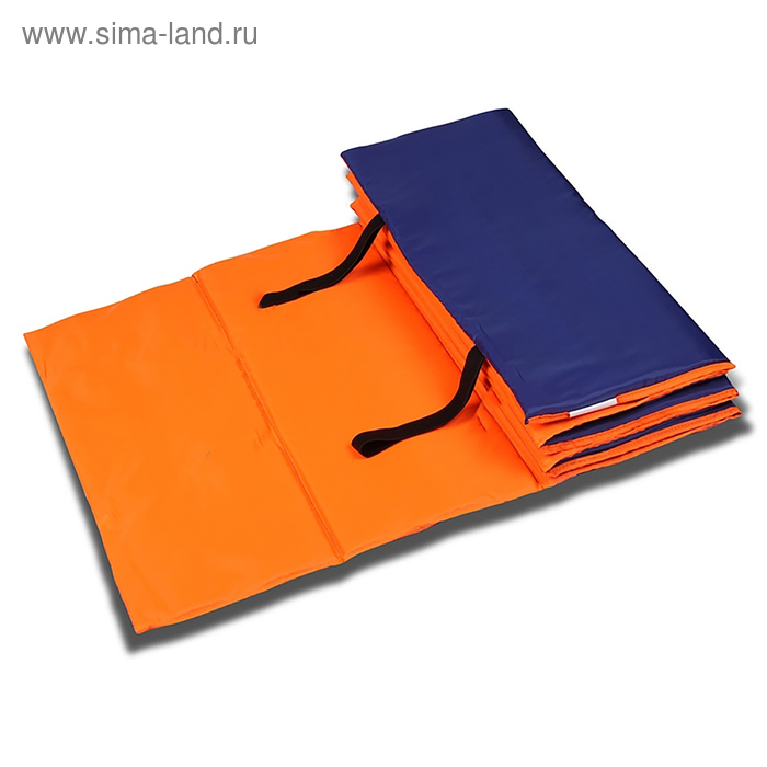 фото Коврик гимнастический взрослый 180 × 60 см, цвет оранжевый/синий