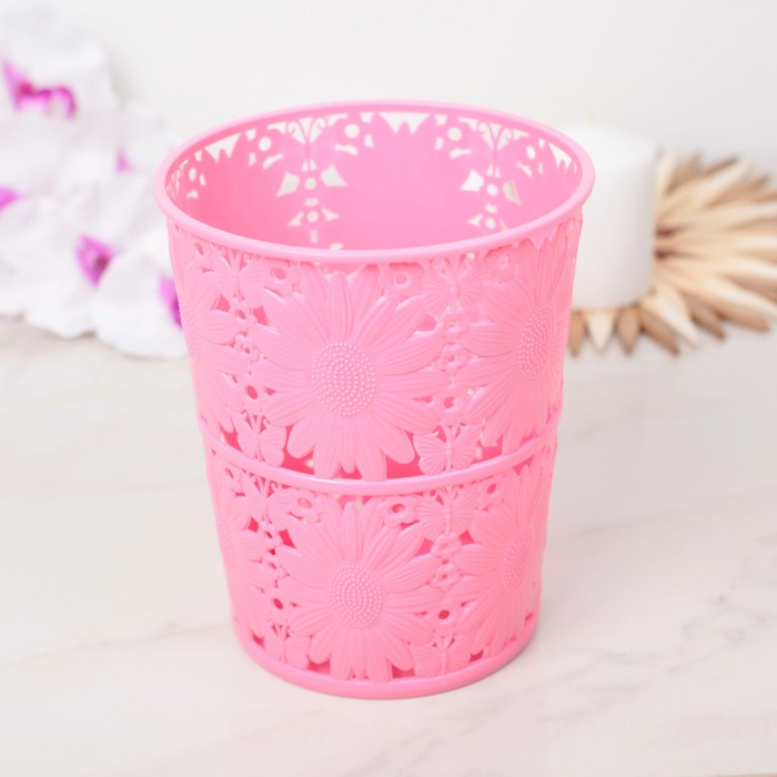 Корзина для хранения 14х14х16,5 см "Ромашки", цвет МИКС