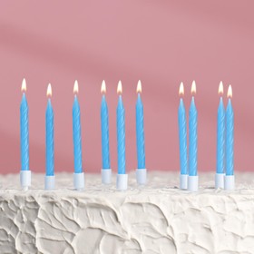Свечи для торта 'Неон', 10 шт, синие, 7 см Ош