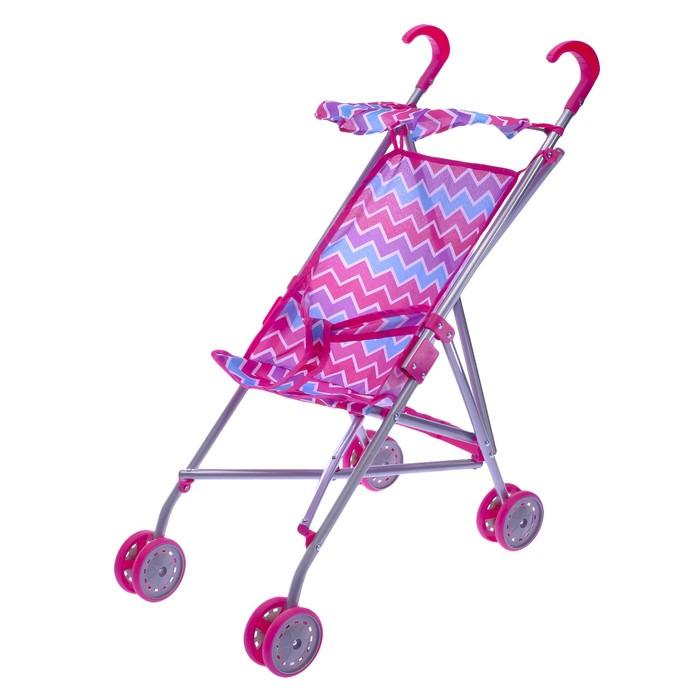 Коляска-трость для кукол с крышей, металлический каркас