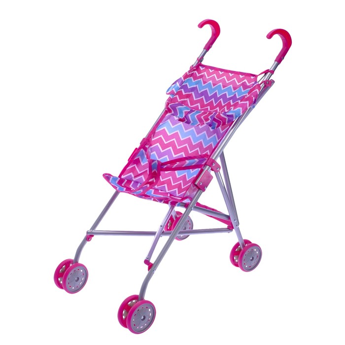 Коляска-трость для кукол с крышей, металлический каркас