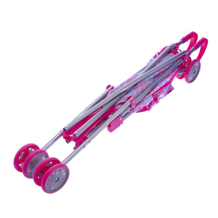 Коляска-трость для кукол с крышей, металлический каркас