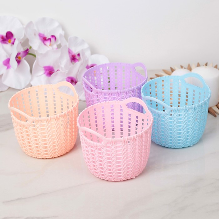 Корзина для хранения 13х13х10 см, "Плетение", цвет МИКС