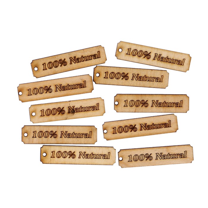 Набор бирок прямоугольных (10 шт) "100% Natural" 0,6х1,5 см
