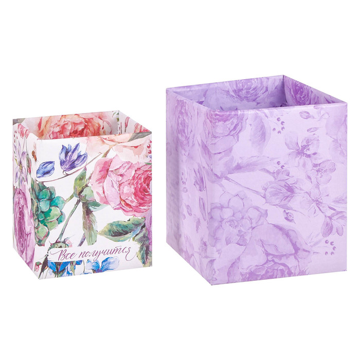 Складные органайзеры для хранения «Всё получится» , 2 шт 8 х 8 х 10 см, 10 х 10 х 12 см