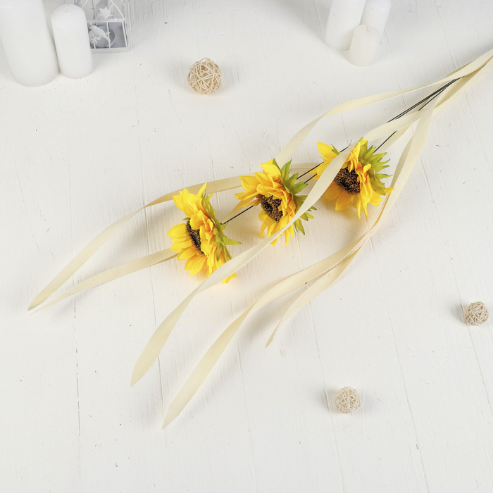 Декор тинги "Подсолнухи и ленты" 150 см (цена за штуку)