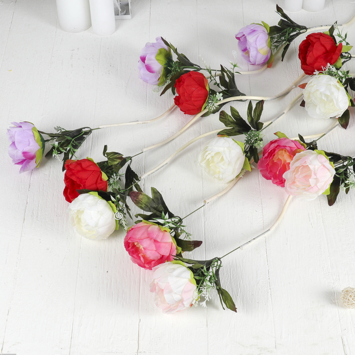 Декор ветка лоза "Нежные пионы" 130 см (цена за штуку) микс