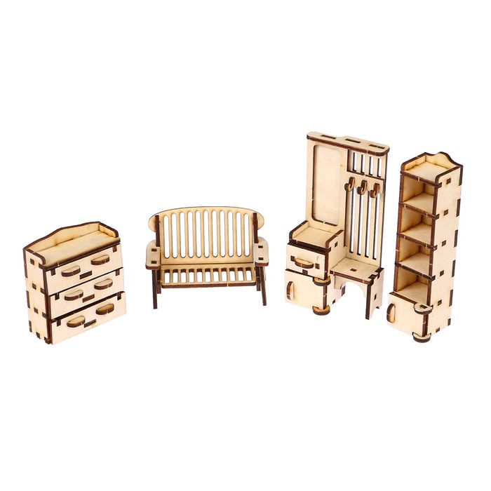 Набор кукольный мебели "Прихожая" в сборе (4 детали)