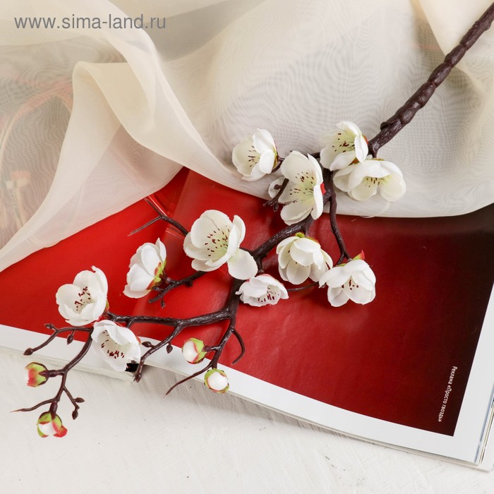 Цветы искусственные Ветка сакуры 3х60 см, белый цветы искусственные ветка яблони 4 5х58 см розовый