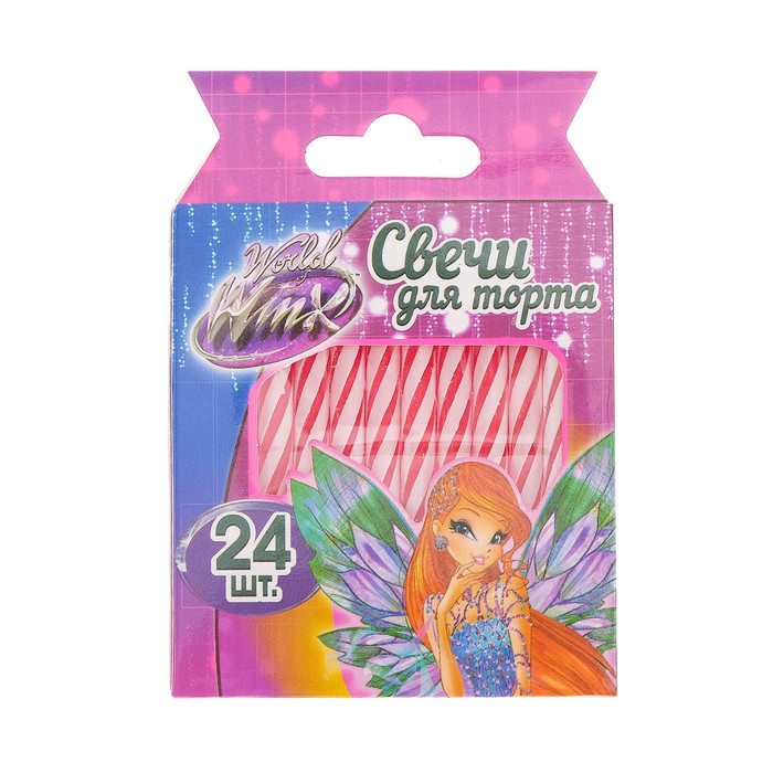 Свечи в торт в наборе  "С Днем рождения", 24 шт, ВИНКС: Блум, 6,4 х 6,4 см