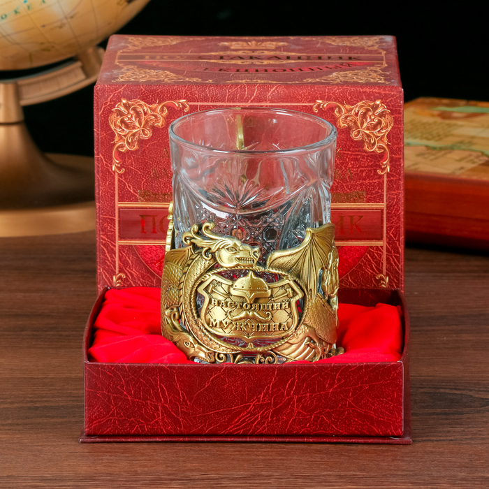 Подстаканник со стаканом "Настоящий Мужчина"