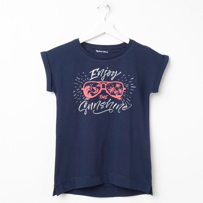 Платье-туника для девочки, рост 152 см, цвет тёмно-синий