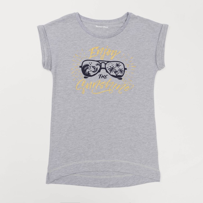 Платье-туника для девочки, рост 164 см, цвет серый меланж