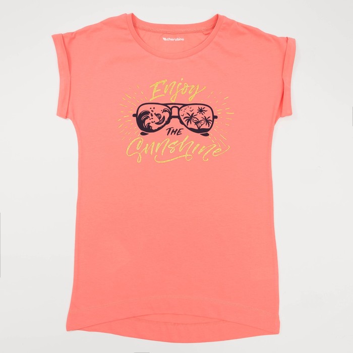 Платье-туника для девочки, рост 152 см, цвет коралловый