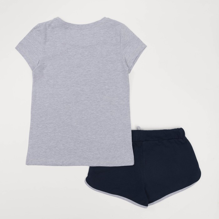 Комплект для девочки (футболка,шорты), рост 158 см, цвет серый меланж