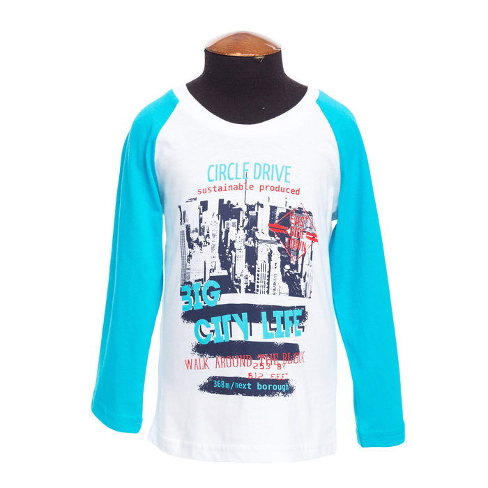 Футболка для мальчика, рост 98 см, цвет бирюзовый белый DS0085/24/30