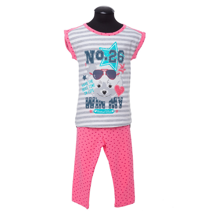 Комплект (футболка+бриджи) для девчоки, рост 134 см, цвет розовый DS0036/4