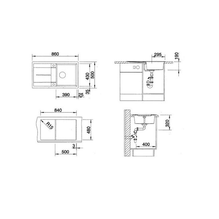 Мойка кухонная BLANCO METRA 5 S SILGRANIT, с клапаном-автоматом, темная скала