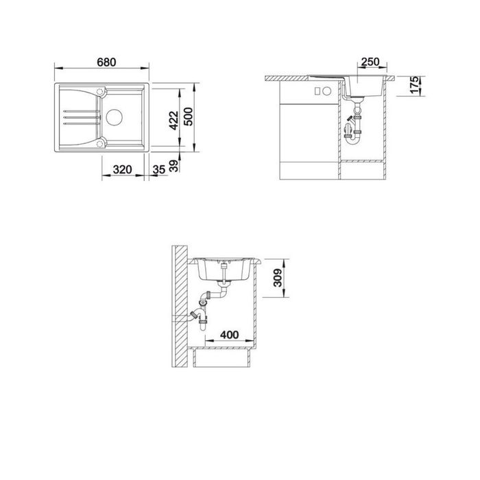 Мойка кухонная BLANCO ENOS 40S, шампань