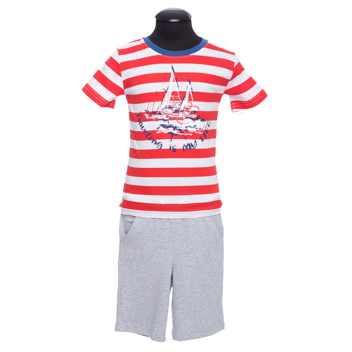 Комплект (футболка+шорты) для мальчика, рост 98 см, цвет красный серый DS0070/2/25