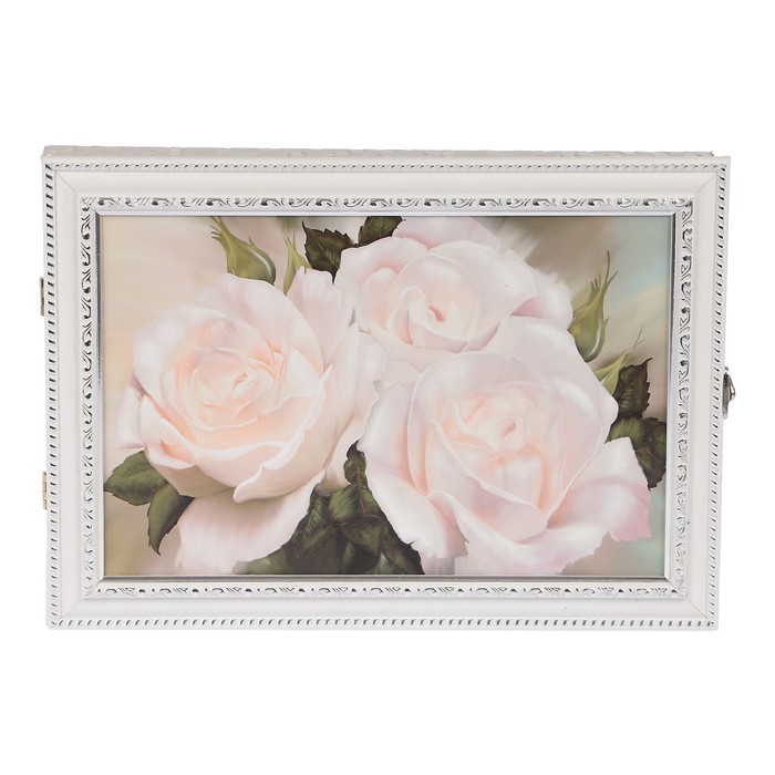 Ключница  "Белые розы" багет  25х35х5 см