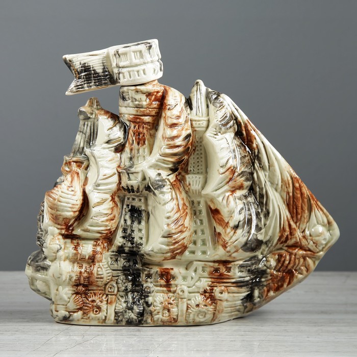 Коньячный набор "Корабль призрак" 1,5 л, мрамор, 7 предметов