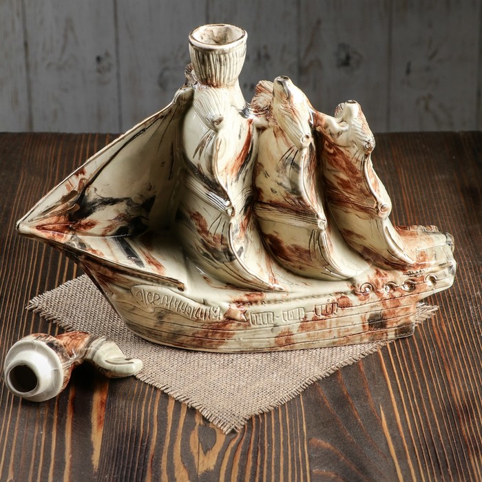 Коньячный набор "Корабль жемчужина" 1,5 л, шамот, 7 предметов