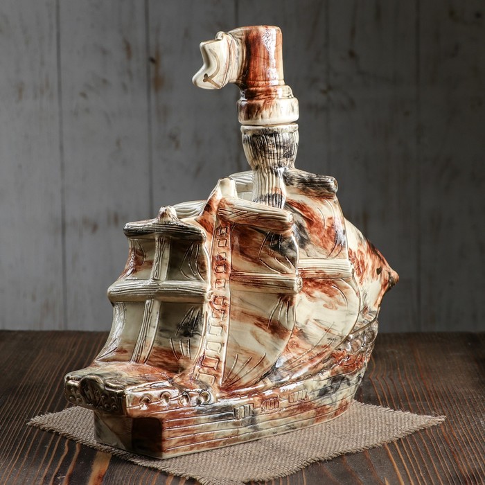Коньячный набор "Корабль жемчужина" 1,5 л, шамот, 7 предметов