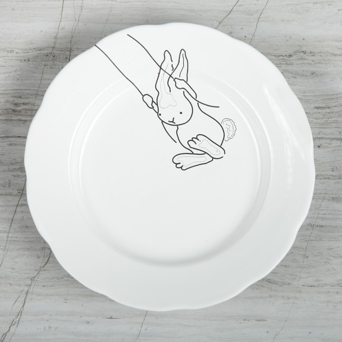 Тарелка "Зайчик на качеле"