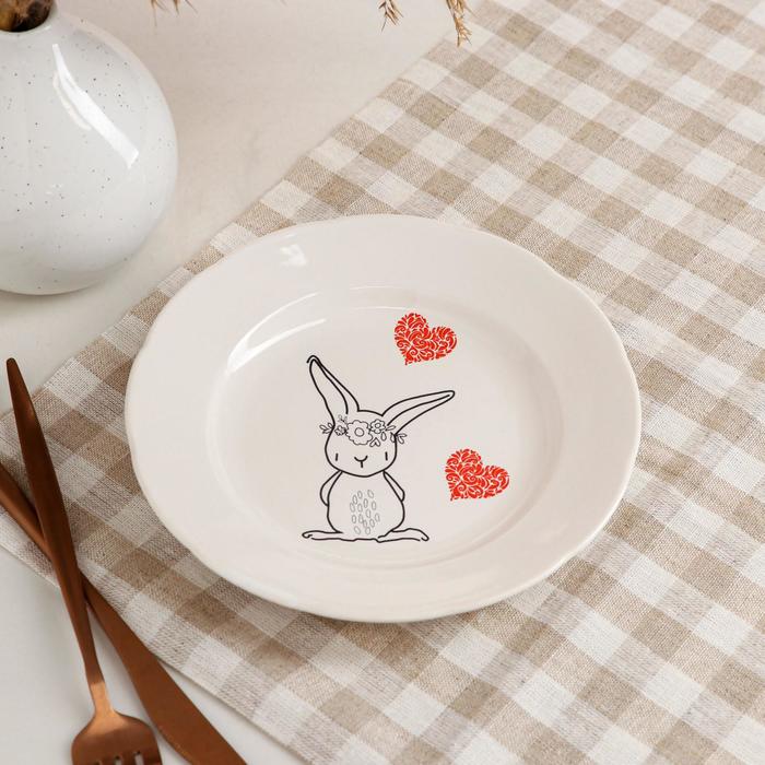 Тарелка "Зайчик в венке"