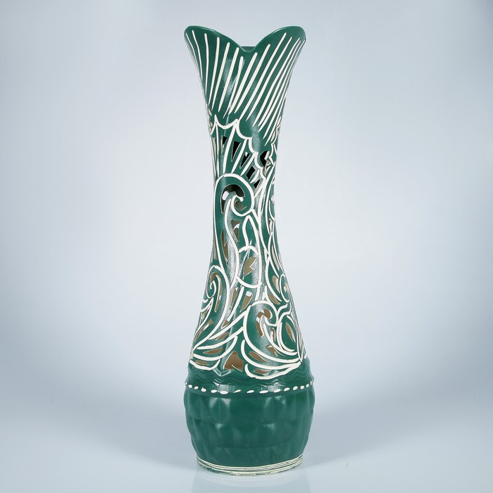 Ваза напольная "Тюльпан" резка, зелёная