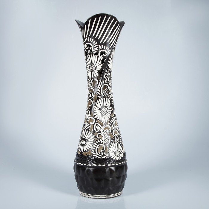 Ваза напольная "Тюльпан" резка, чёрная